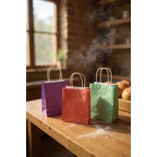  Büküm Saplı Kağıt Çanta 25X12X31 30LU Siyah Kraft Kırmızı 3 Renk