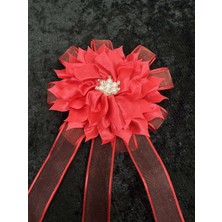 Gelin Bohçası Için Büyük Çiçekli ve Broşlu 10 Adet Kırmızı Bohça Çiçeği Bohça Süsü Nişan Süsü Kına