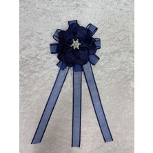 Gelin Bohçası Için Büyük Çiçekli ve Broşlu 2 Adet Lacivert Bohça Çiçeği Bohça Süsü Nişan Süsü Kına