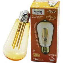 Go İthalat Elitled St-64 4W - E27 Gold Color Flament LED Rustik Ampul 500LUMEN Kırılmaz Gövde (5381)