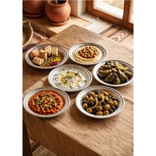 YUNUSOĞLU HOME 6'lı Otantik Dövme Desenli Çelik Sunum Tabağı Seti – El Işçiliği Servis Tabakları