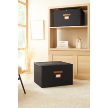 Ocean Home Textile Siyah Renk Jüt Destekli Kutu Hurç 48 x 40 x 30 cm