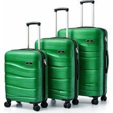 Basarideri Dalgalı Silikon 3'lü Valiz Set Benetton Yeşili