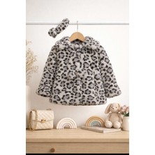 DeKuBaby Leopar Desenli - Bandanalı Peluş Kız Bebek-Çocuk Mont