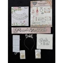 SırmalıHome 52 Parça Gümüş Bride To Be Set Pudra Kemer Metal Taç Bileklik Peçete Dövme Konuşma Balonu Banner