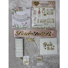 SırmalıHome 52 Parça Gold Bride To Be Set Pudra Kemer Metal Taç Bileklik Peçete Dövme Konuşma Balonu Banner