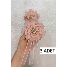 SırmalıHome Gelin Bohçası Için Büyük Çiçekli ve Broşlu 3 Adet Pudra Bohça Çiçeği Bohça Süsü Nişan Süsü Kına