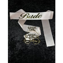 SırmalıHome 3 Parça Gold 'bride' Yazılı Pudra Saten Kemer 'bride To Be' Gözlük Taç Seti Bekarlığa Veda Partisi