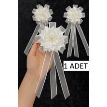 SırmalıHome Gelin Bohçası Için Büyük Çiçekli ve Broşlu 1 Adet Krem Bohça Çiçeği Bohça Süsü Nişan Süsü Kına