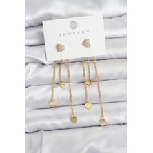 Kalp Model Gold Renk Pirinç Sallantılı Kadın Küpe EB-53-VICE/(1395) 4949