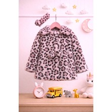 DeKuBaby Leopar Desenli - Bandanalı Peluş Kız Bebek-Çocuk Mont