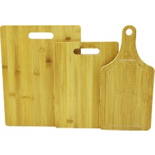 Go İthalat 3 BOY SET AHŞAP BAMBU KESİM PANOSU 16X22 - 20X28 - 25X33CM