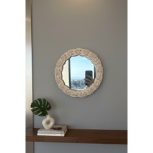 Marena Home Bambu Rattan Ayna 20 Cm, El Yapımı, Bohem Tarz, Bambu Dekoratif Duvar Aynası