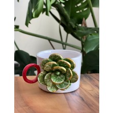 Megg Yeşil Güllü Fincan Mug Altlığı ile