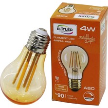 Go İthalat ELİTLED A-60 4W - E27 GOLD COLOR FLAMENT LED RUSTİK AMPUL 500LUMEN KIRILMAZ GÖVDE (5381)