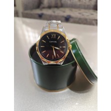 Captiva Erkek Kol Saati Çift Renk Metal Kordon Siyah Kadran – Suya Dayanıklı, Tarih Göstergeli