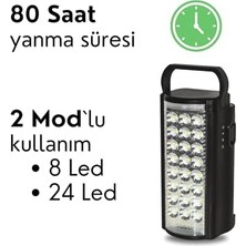 LED 24 Ledli Taşınabilir Işıldak Kamp Feneri El Feneri - Siyah