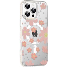 Lvsqvr Joko Apple Iphone 16 Pro Max Floral Magsafe Kapak - Pembe