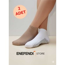 NF ND ENEFENDİ 2 Çift Kaydırmaz Unisex Yoga, Pilates, Tavaf Çorabı | Spor Patik Çorap Beyaz|açıkkahve 36-40