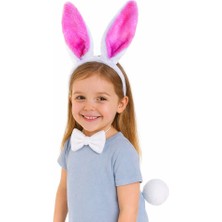 Go İthalat Fuşya Pembe Tavşan Kulak Papyon Kuyruk 3&amp;apos;lü Parti Seti (5381)