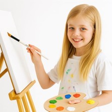 Resim Fırça Seti Yan Kesik Uçlu Akrilik Yağlıboya Beyaz 6 Parça Fırça Seti