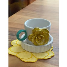 Megg Sarı Güllü Fincan Mug Altlığı ile