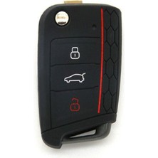 Ufak Tefek Şeyler Volkswagen Seat Skoda Polo Tiguan Golf 7 Silikon Anahtar Kılıfı Kırmızıçizgili2