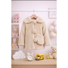 DeKuBaby Yeni Sezon Ponponlu - Çanta Aksesuarlı Kız Çocuk Peluş Mont