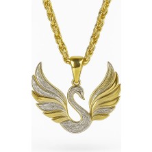 MiraveLux 925 Ayar Kolye - Kuğu Figürlü Altın Kaplama Gümüş Kadın Kolye