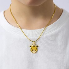 MiraveLux 925 Ayar Gümüş Zincirli Kolye - Inek Figürlü Mine Detaylı Altın Kaplama Kolye