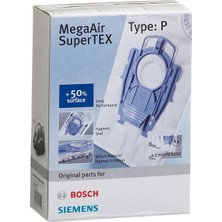 Hepta Collection 4x Elektrikli Süpürge Torbası Tip P ve 1x Microfilter Megaair Supertex VZ41AFP,%99,9 Ince Toz Filtre