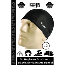 #bone Su Geçirmez Sızdırmaz %100 Silikon Esnek Yüzücü Elastik Siyah Deniz Havuz Bonesi - 2 Adet