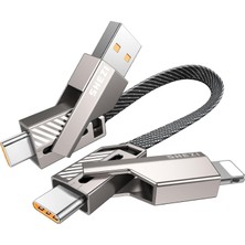 Hepta Collection Vexipia 4'ü 1 Arada USB C Kablosu [45W Hızlı Şarj ve Veri Senkronizasyonu] Düz Örgülü USB C - USB C