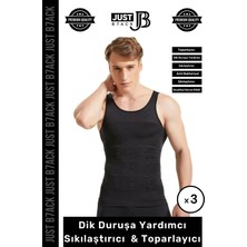 #korseatlet Göbek Sıkılaştırıcı Dik Duruş Vücut Bel Göğüs Toparlayıcı Kolsuz 3'lü Erkek Korse Atlet