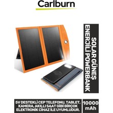 Carlburn Premium Type-C USB Portlu LED Işık Göstergeli Solar Güneş Enerjili Powerbank 10000 Mah