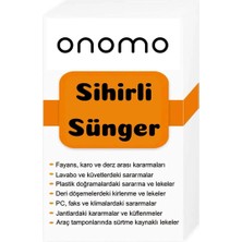 Hepta Collection Onomo Sihirli Sünger, Çok Amaçlı Temizlik Süngeri, Fayans, Lavabo, Plastik ve Yüzeyler Için 3 Adet