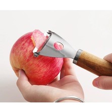 Hepta Collection Ahşap Saplı Çok Fonksiyonlu Paslanmaz Çelik Patates Soyucu Meyve Sebze Soyucu, Pratik Elma ve Havuç