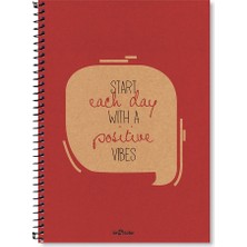 Hepta Collection Lé Color 2015074/3 Eco Kraft Sert Kapaklı, Spiralli, Sarı Kağıtlı, 200 Sayfa, Kırmızı