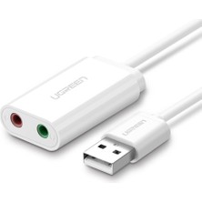 Hepta Collection Harici 3.5 mm USB Ses Kartı, Beyaz
