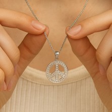 MiraveLux 925 Ayar Barış Sembolü Figürlü Gümüş Kadın Kolye