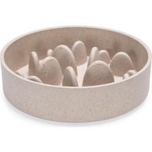 Hepta Collection Dbl Köpek Yavaş Besleme Mama Kabı, Bambu, Bej, 17CM, 800ML