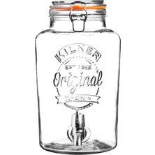 Hepta Collection Kilner Clip Top 5 Litre Yuvarlak Cam Içecek Dağıtıcı Hediye-Box, Şeffaf
