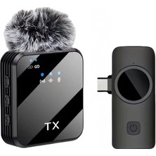 Hepta Collection Kablosuz Yaka Mikrofonu Tekli Mikrofon iPhone 16 ile Uyumlu Type-C Portlu Telefon Pc Tablet Video Ka