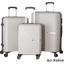 Mçs 3lü Set Kırılmaz Silikon Seyahat Valizi Bavulu V374 Kemik/acıkahve