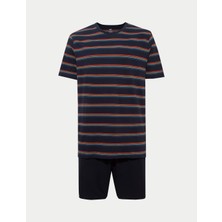 Marks & Spencer Saf Pamuklu Çizgili Pijama Takımı