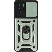 Pazarcan Poco X3 Gt Kılıf Pars Lens Yüzüklü Silikon - Yeşil