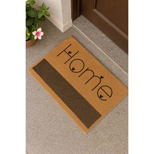 Dormot Koko Dokulu Kapı Önü Paspası - Kalpli Home Yazılı, Kaymaz Tabanlı, 45X70 cm