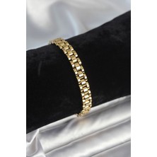 Pazarcan 316L Çelik Gold Renk 7 mm Kalınlık Erkek Bileklik - TJ-EB3763