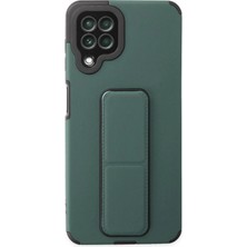 Pazarcan Galaxy A22 Kılıf Mega Standlı Silikon - Yeşil