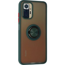 Pazarcan Redmi Note 10 Kılıf Montreal Yüzüklü Silikon Kapak - Yeşil